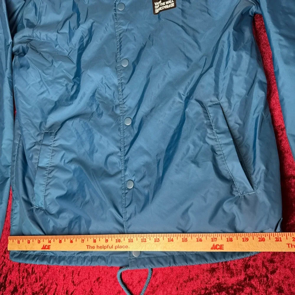 Vans Off The Wall Windbreaker Jacket Men Large Blue Military Spec R29 Snap Front